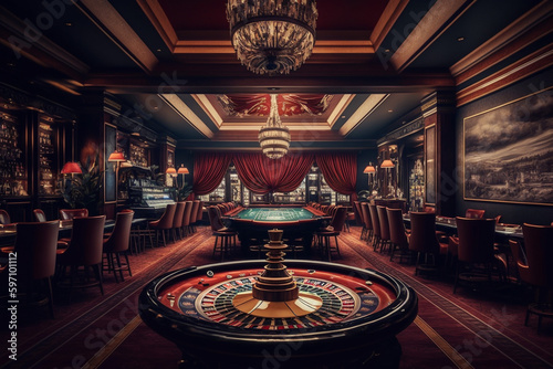 Inside of a casino roulette tables card tables dark hd wallpaper
