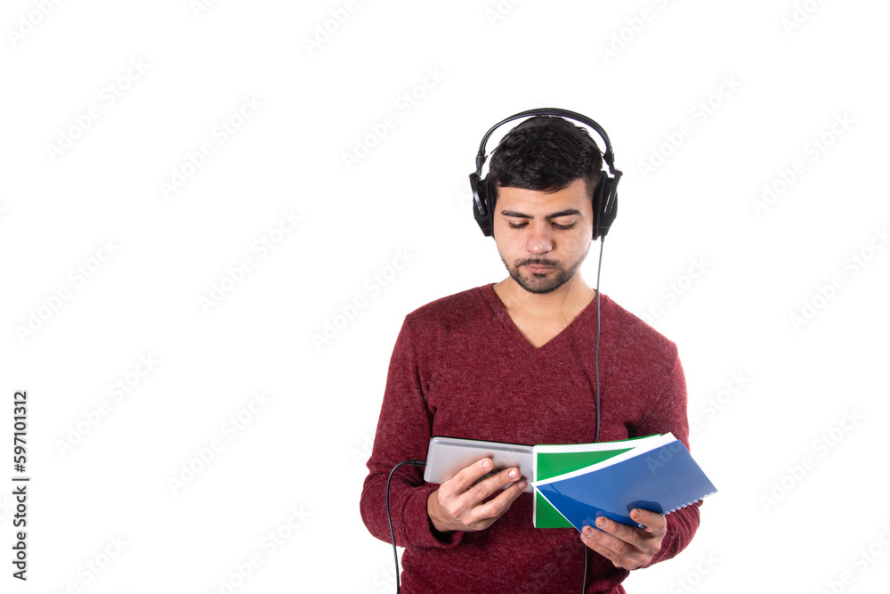 Work and study. Young attractive student on vacation. Christmas. Work and study. Young attractive student on vacation. Christmas.