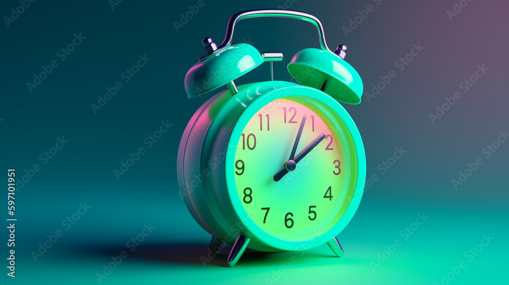 A 3d rendered alarm clock isolated on a gradient background A 3d rendered alarm clock isolated on a gradient background