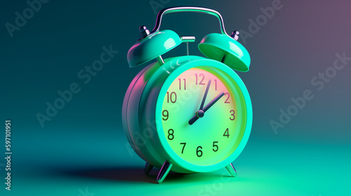 A 3d rendered alarm clock isolated on a gradient background