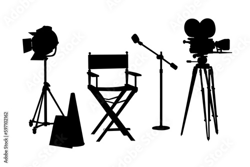 Set of silhouettes of graphic film television