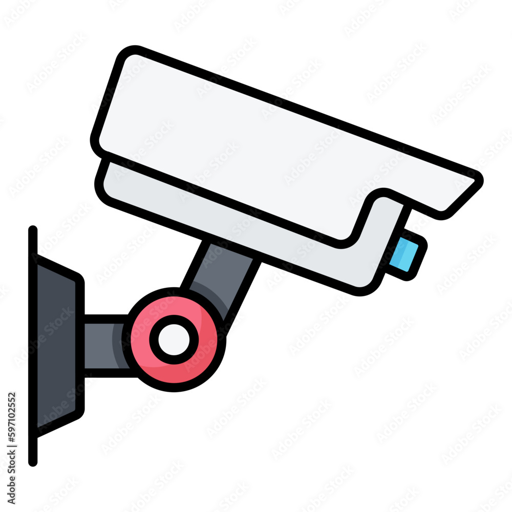 Security Camera Line Color Icon Security Camera Line Color Icon