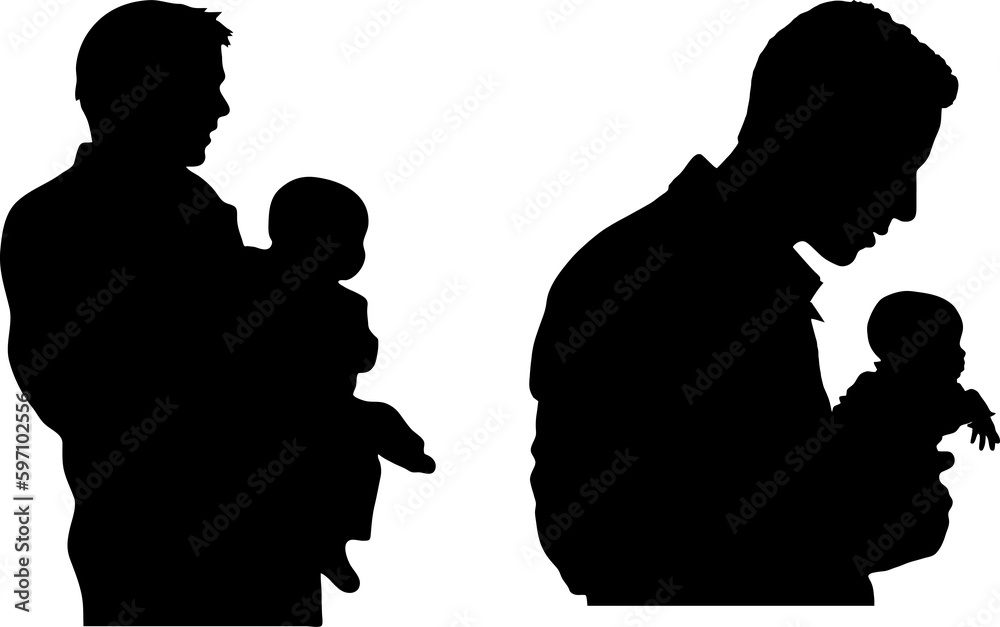 silhouette of father holding child, fatherhood