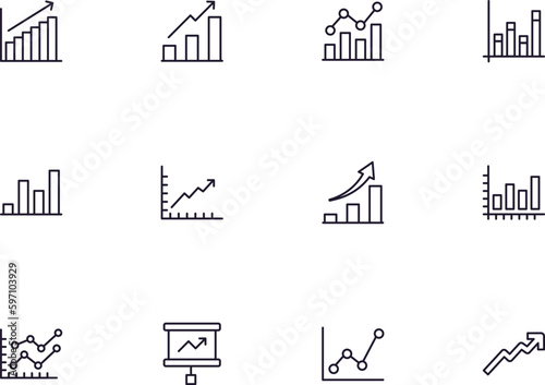 Collection of modern growth outline icons. Set of modern illustrations for mobile apps, web sites, flyers, banners etc isolated on white background. Premium quality signs.