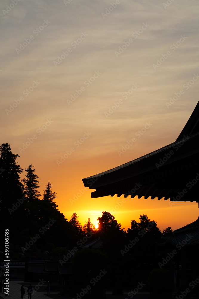 Fototapeta premium 成田山新勝寺、成田、千葉県、日本、なりたさん、しんしょうじ、お寺、成田山、新勝寺、寺、建築、建物、提灯、赤、大きい、三重塔、塔、カラフル、装飾、彫刻、カラー、色、塔、龍、ドラゴン、参拝、初詣、お参り、信仰、お祈り、願い事、観光、ツアー、旅、旅行、旅行者、 夕景、夕方、夕日、オレンジ、光、マジックアワー、シルエット、暗い、
