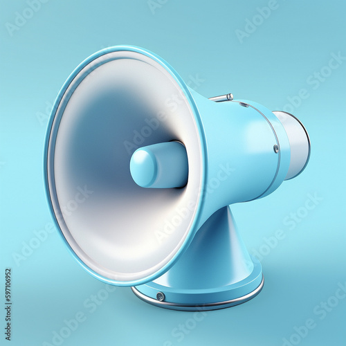 megaphone 3d icon with light blue plain background ai generated © Artsy N