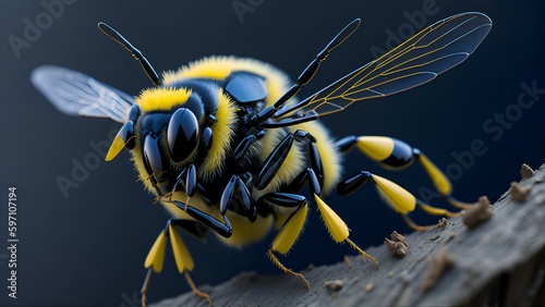 close-up of a bee, its wings shimmering in the sunlight generative AI