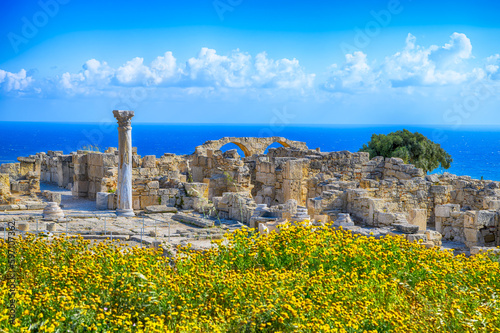 Landscape with Kourion ruins, part of World Heritage Archaeological site,  Limassol district, Cyprus photo