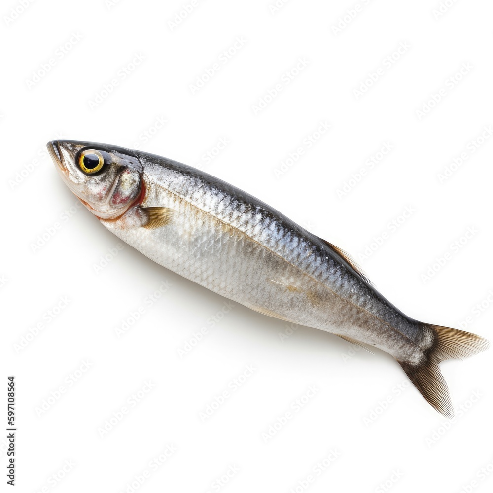 Herring fish isolated on white. Generative AI Herring fish isolated on white. Generative AI