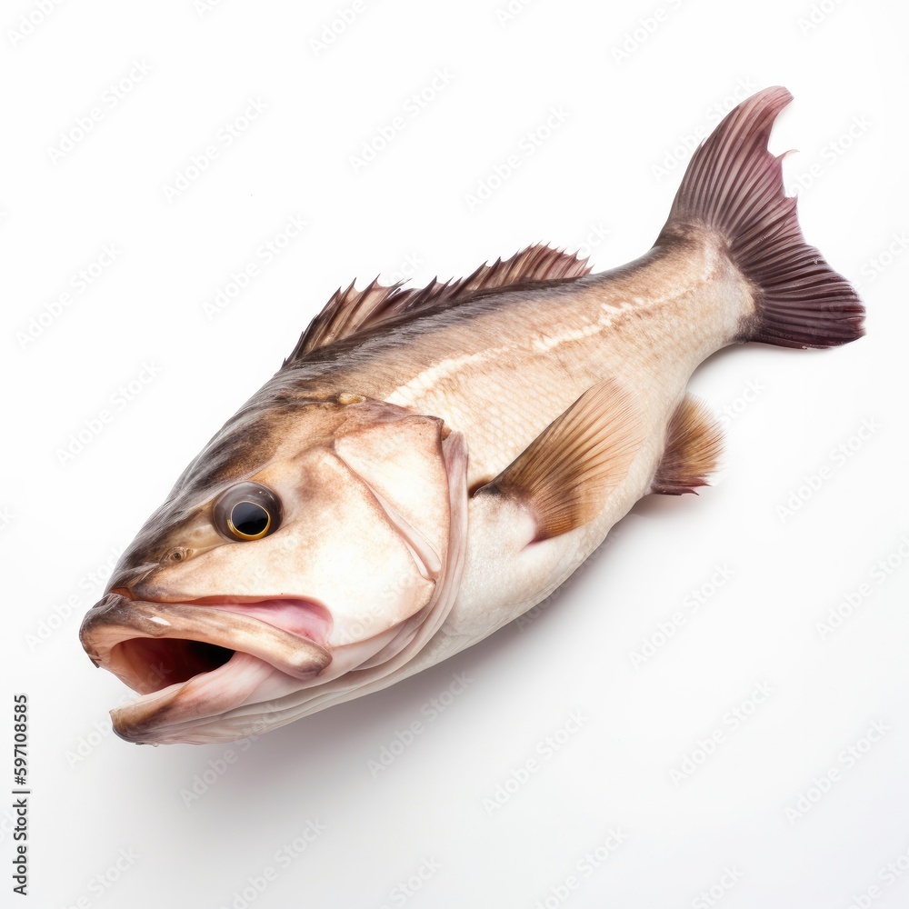 Patagonian Toothfish Chilean Sea Bass fish isolated on white
