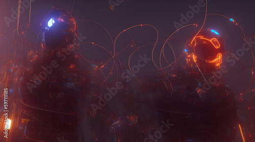 A humanoid entirely wrapped in cables with insane Details