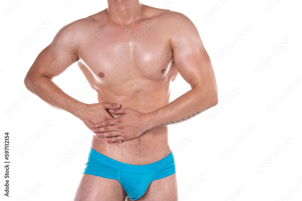 Health problems. Man and pain. White background. Health problems. Man and pain. White background.