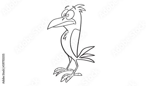wicked crow for hallowen party coloring pages. Halloween coloring page with spooky objects, hand drawn cute Halloween coloring sheet. Doodle style. Outline vector illustration for coloring book.