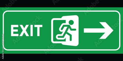 exit icon, green and white, vector illustration