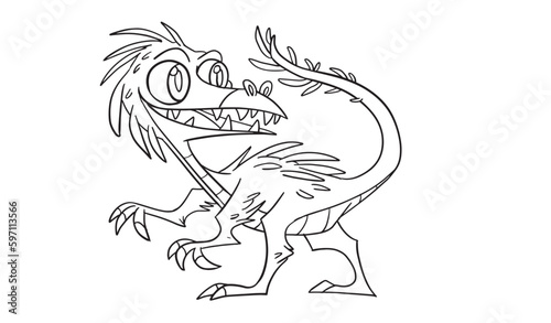 Prehistoric horned dinosaur Sinornithosaurus coloring pages. Outline vector illustration for coloring book. Vector sheet icon