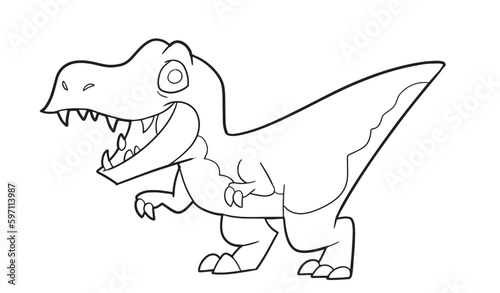 Cartoon tyrannosaurus coloring book. Outline vector illustration for coloring book. Vector sheet icon