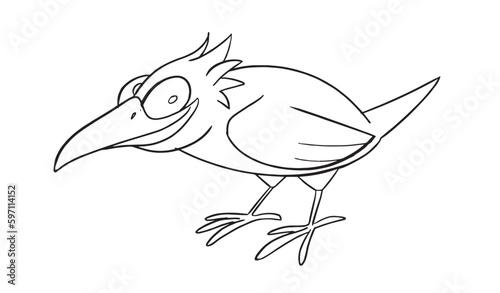 wicked crow for hallowen party coloring pages. Halloween coloring page with spooky objects, hand drawn cute Halloween coloring sheet. Doodle style. Outline vector illustration for coloring book.