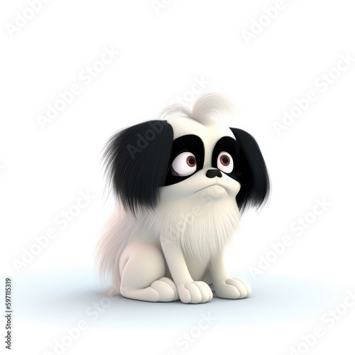 Fototapeta Japanese Chin dog illustration cartoon 3d isolated on white