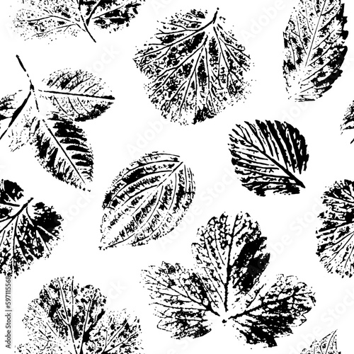 Vector seamless botanical pattern, imprinted leaves. Beautiful design for textile, wallpaper, wrapping paper.