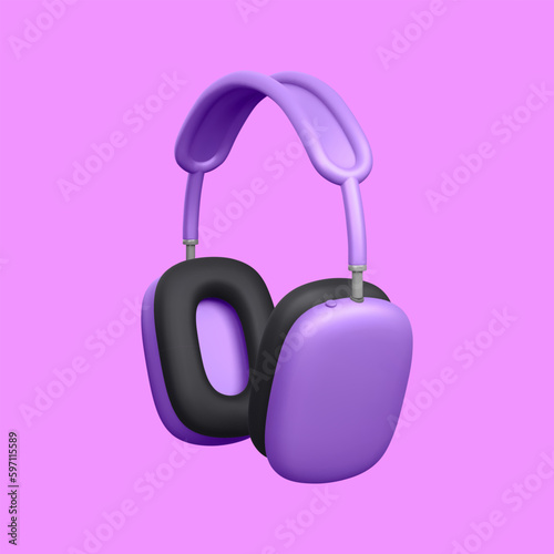 3d realistic headphones isolated on light background. Banner for advertising wireless earphones. Vector illustration