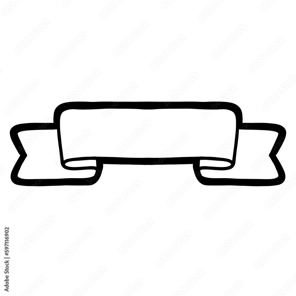 Hand Drawn Black and White ribbon Hand Drawn Black and White ribbon
