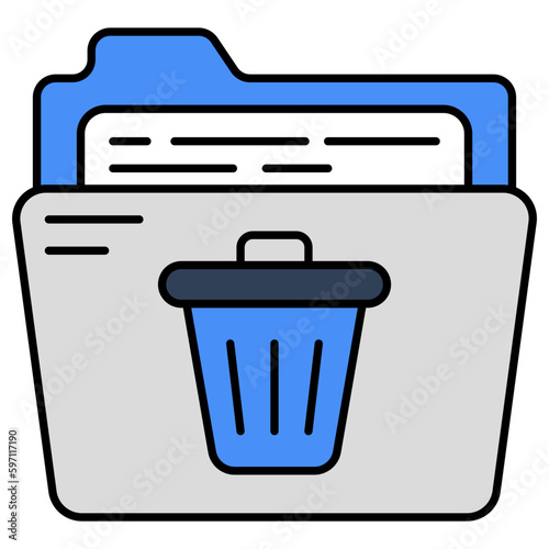 Conceptual flat design icon of delete folder 