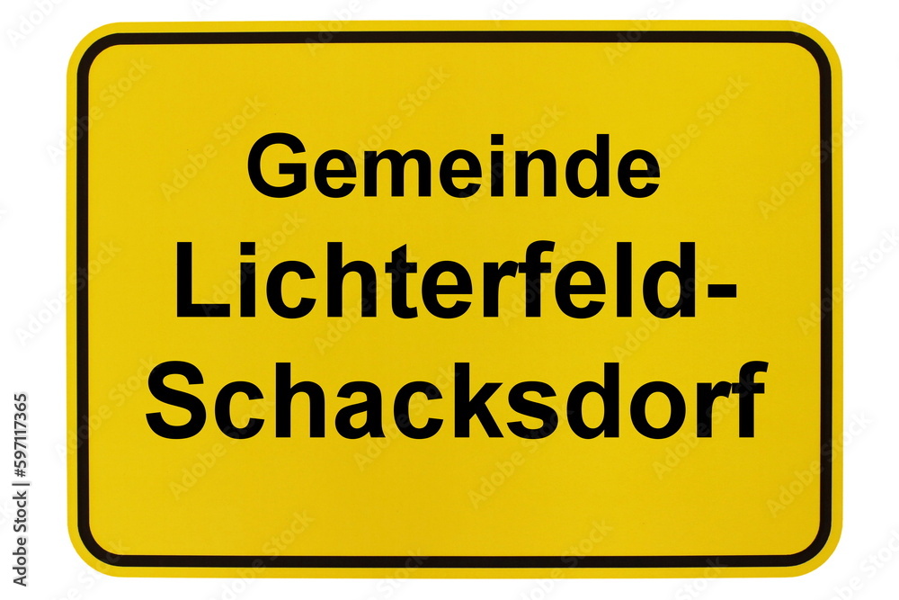 Illustration eines Ortsschildes der Gemeinde Lichterfeld-Schacksdorf in Brandenburg