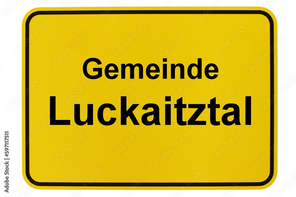 Illustration eines Ortsschildes der Gemeinde Luckaitztal in Brandenburg