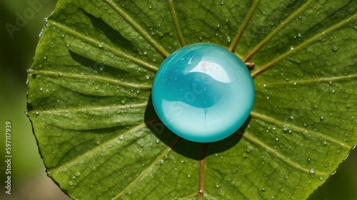 fantasy water drop on leaf (Generative AI)