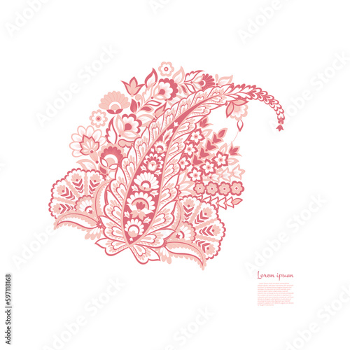 Paisley Pattern. Floral Isolated Asian Illustration © antalogiya