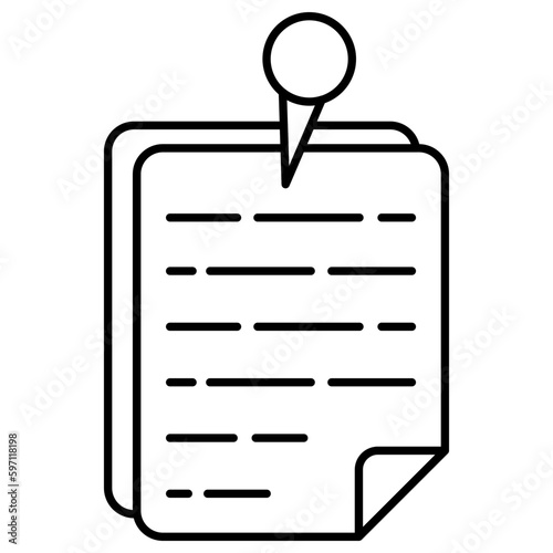 Pushpin document icon, editable vector 