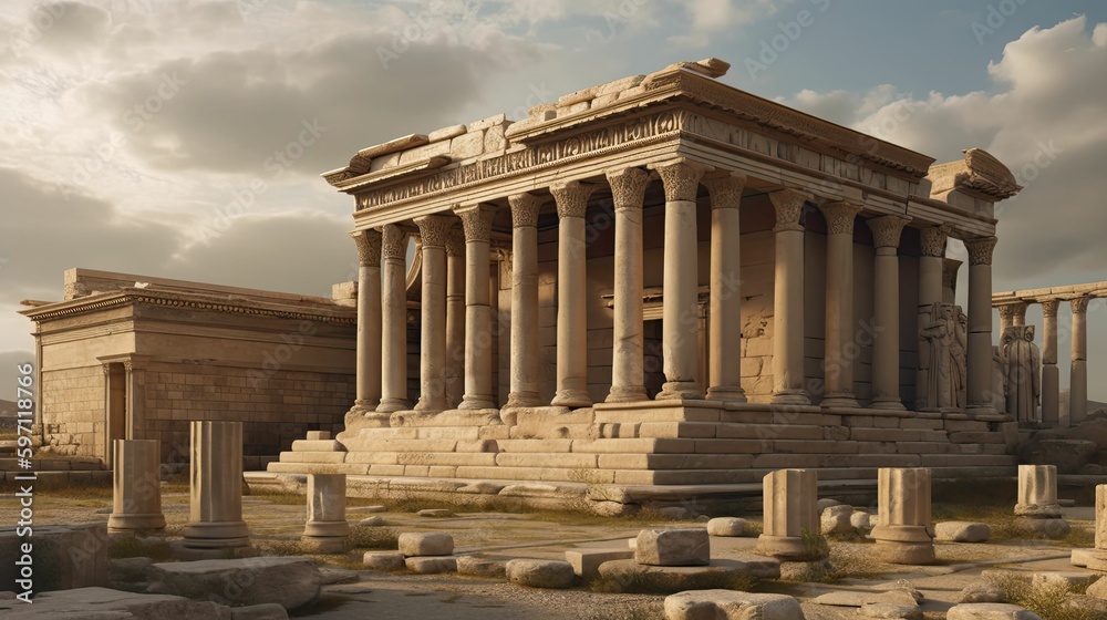 Obraz premium Exploring Ancient Greek Civilization through Generative AI: A Journey to the Past