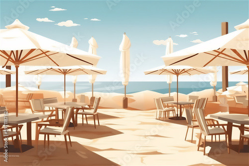 tropical beach bar with sea view cozy cafe-bar umbrellas and tables on a sand