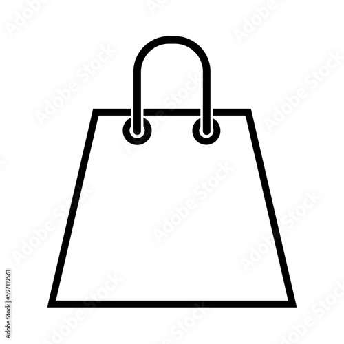 Empty line shopping bag icon isolated on white background. Vector illustration icon. Shop packaging template mockup. Copy space. Retail industry. Supermarket