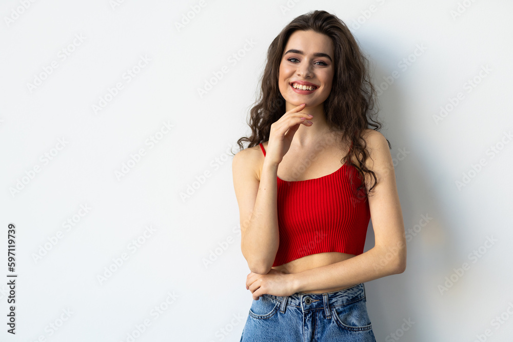 Portrait of a pretty woman posing isolated on a white background Portrait of a pretty woman posing isolated on a white background
