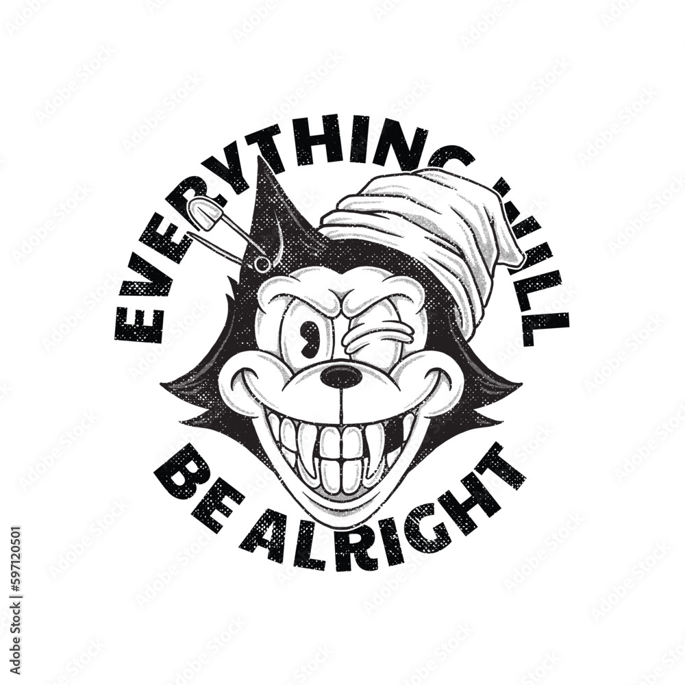 Ταπετσαρία retro cartoon emblem of smiling rascal dog face