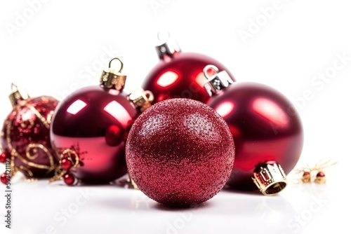 Christmas decoration ,balls, white background, generative AI