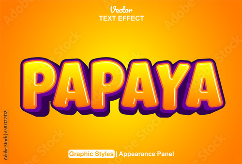 papaya text effect with orange graphic style and editable.