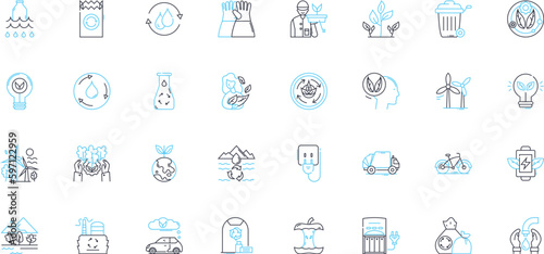 Biotechnology innovations linear icons set. Geneticengineering, Nanotechnology, Geneediting, Biopharmaceuticals, Biosynthesis, Biomimicry, Transgenics line vector and concept signs. Bioenergy photo