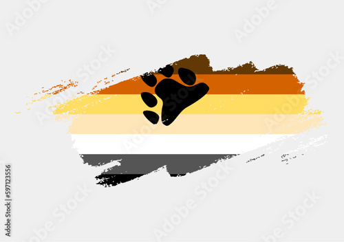 Bear Brotherhood Flag painted with brush on white background. LGBT rights concept. Modern pride parades poster. Vector illustration