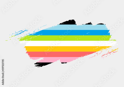 Queer Pride Flag painted with brush on white background. LGBT rights concept. Modern pride parades poster. Vector illustration
