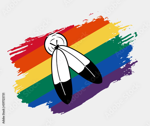 Two Spirited pride Flag painted with brush on white background. LGBT rights concept. Modern pride parades poster. Vector illustration