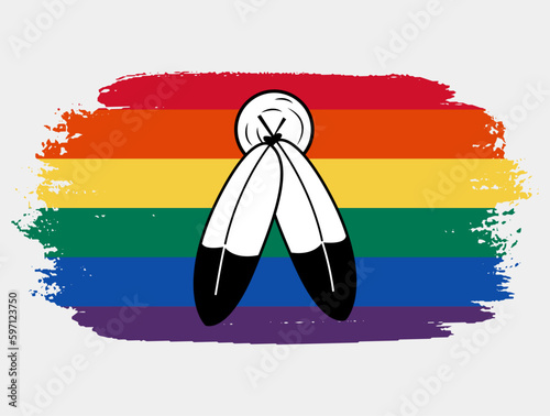 Two Spirited pride Flag painted with brush on white background. LGBT rights concept. Modern pride parades poster. Vector illustration