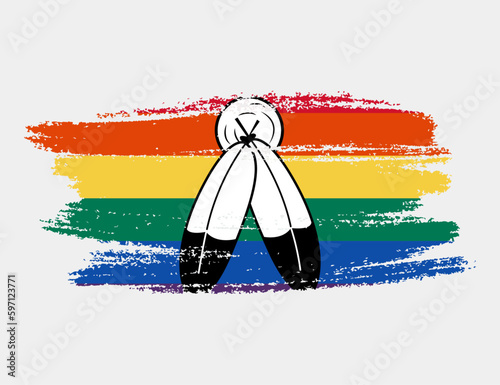 Two Spirited pride Flag painted with brush on white background. LGBT rights concept. Modern pride parades poster. Vector illustration