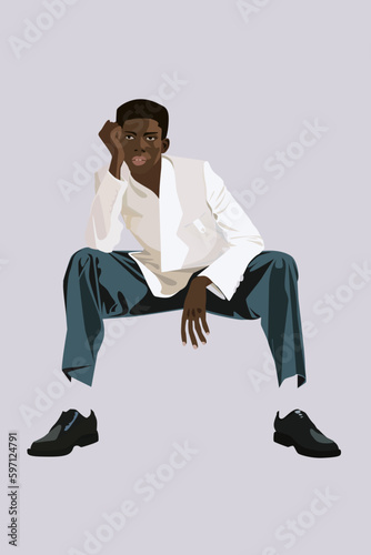 Vector illustration of an attractive stylish guy dressed in fashion