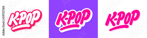 K-pop. Korean pop music style. Vector handwritten letterings.