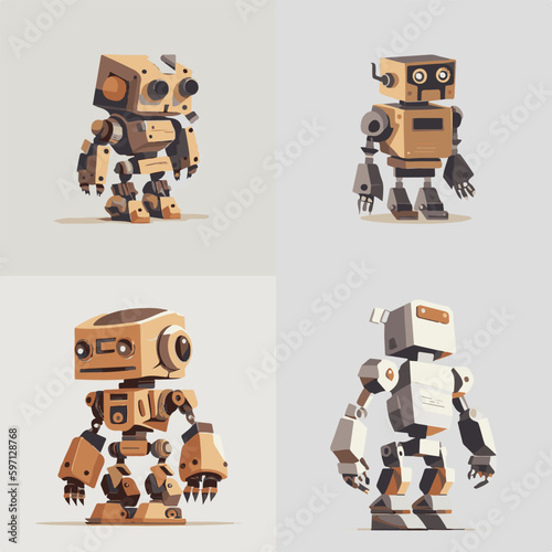Set of robot characters , construction, medical, firefighter robot