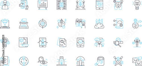 Brain images linear icons set. Neuroimaging, Cerebellum, Cortical, Neuroplasticity, FMRIs, Connectome, Amygdala line vector and concept signs. White matter,Hippocampus,Thalamus outline illustrations