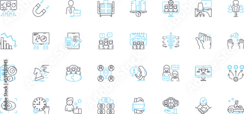 Social group linear icons set. Community, Nerk, Tribe, Squad, Gang, Clan, Circle line vector and concept signs. Clique,Posse,Crew outline illustrations