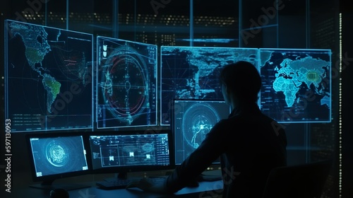 Business man using AI to help and analysis and research finance data. Artificial Intelligence, Futuristic technology